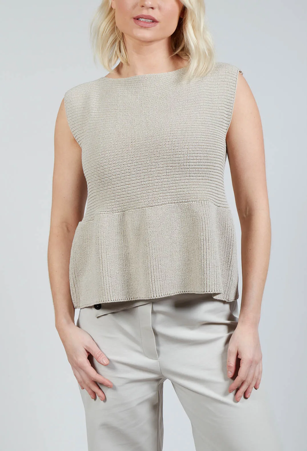 Peplum Sweater Vest in Mastic