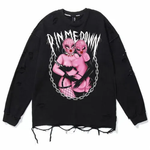 PIN ME DOWN DISTRESSED SWEATER