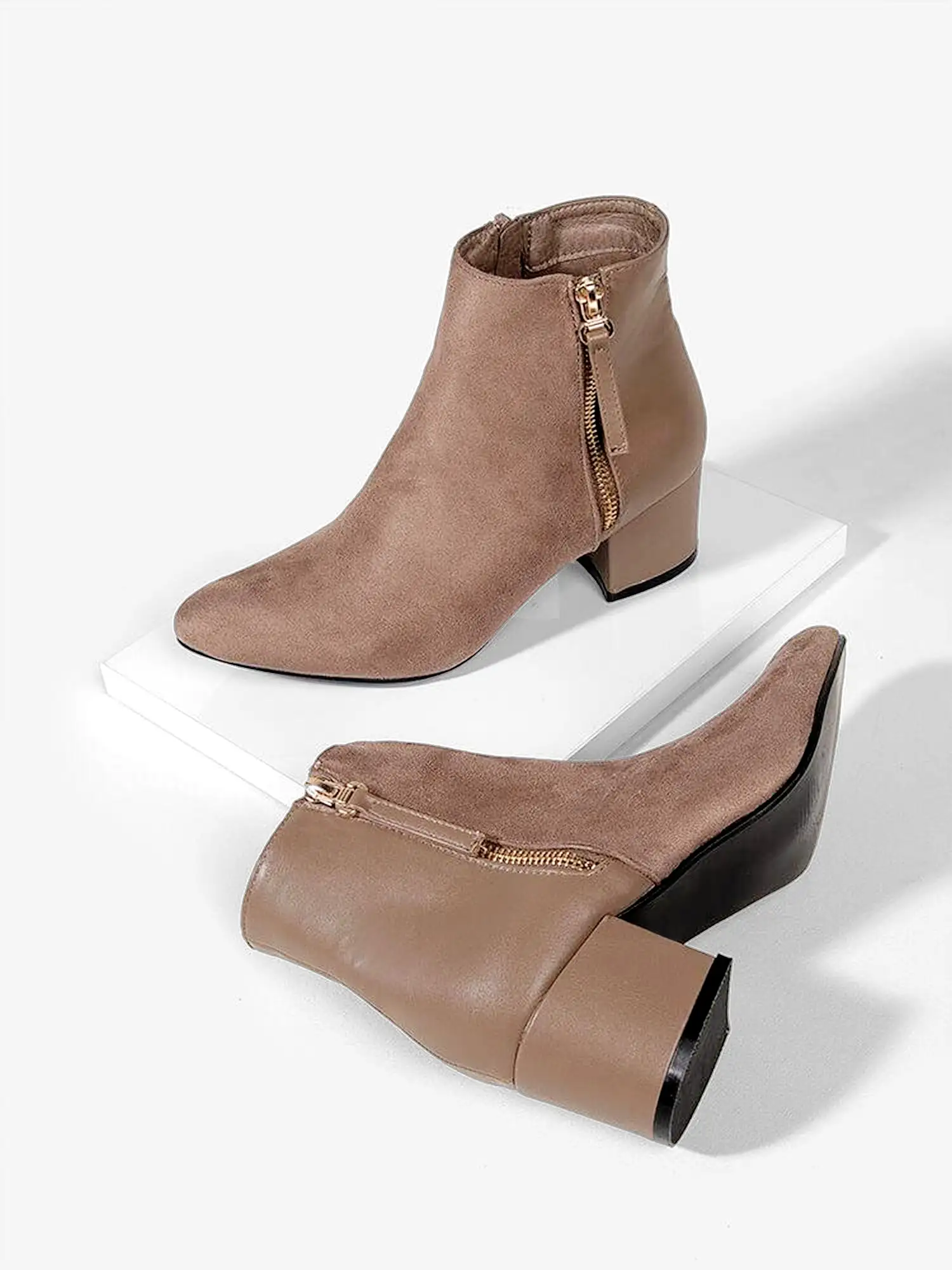 Pointed Toe Zip Ankle Boots