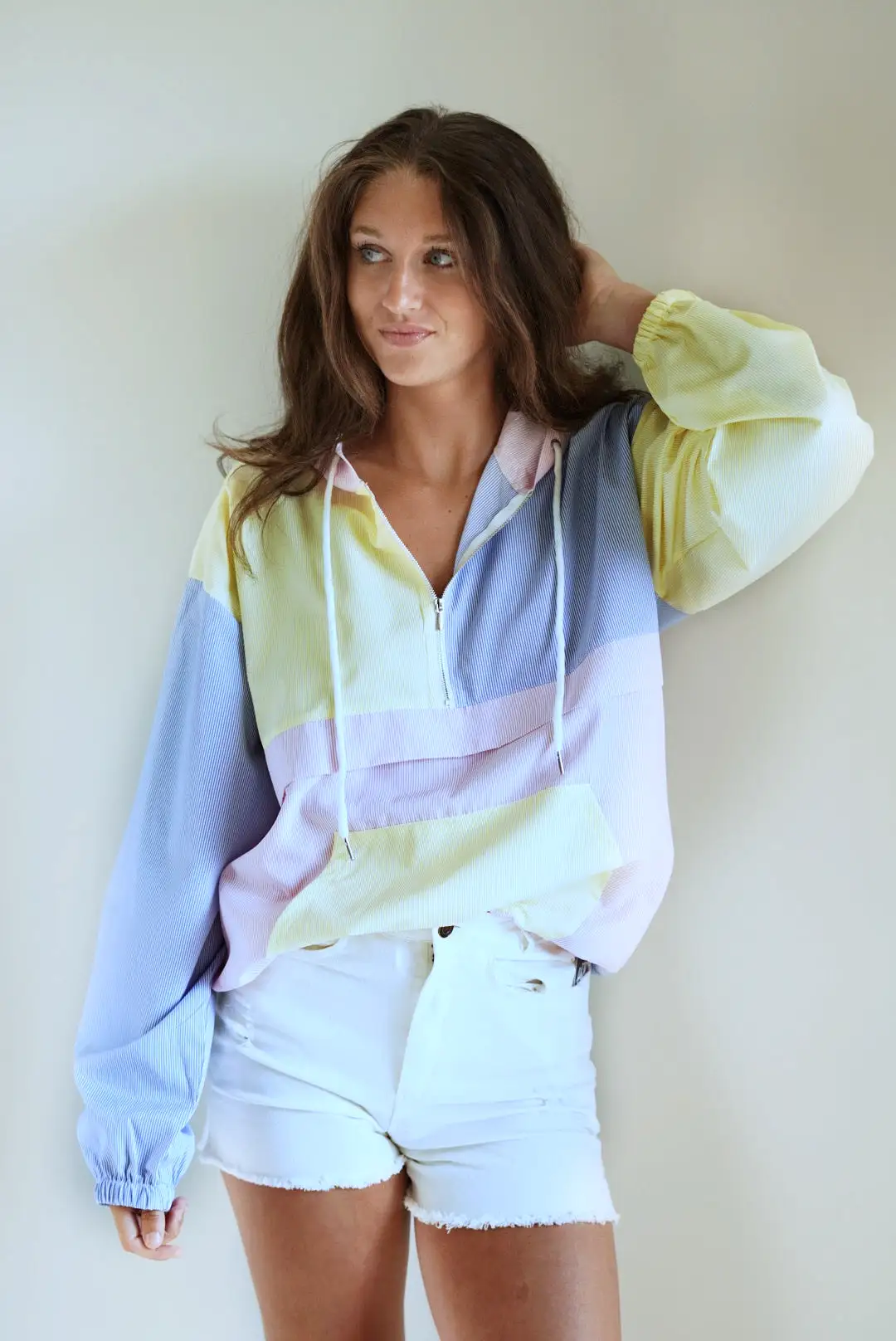 Posie Preppy Color Block Zip Up Hoodie