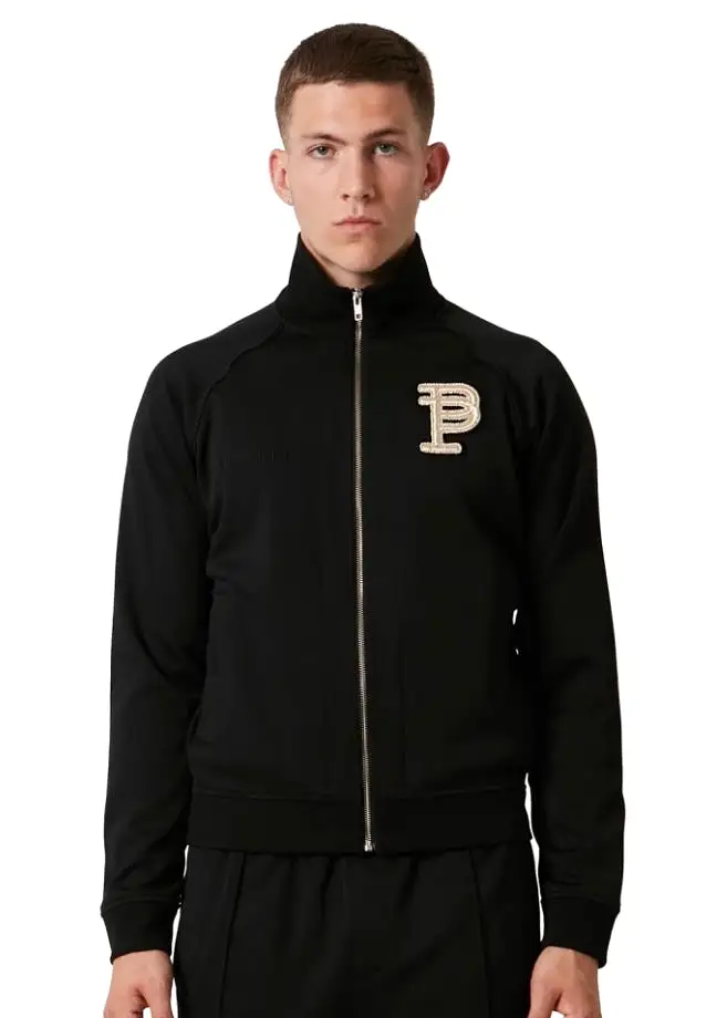 Purple Brand Black Raglan Patch Track Jacket