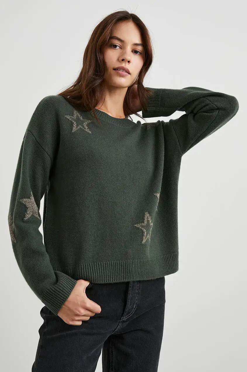 Rails Perci Sweater in Olive Gold Stars