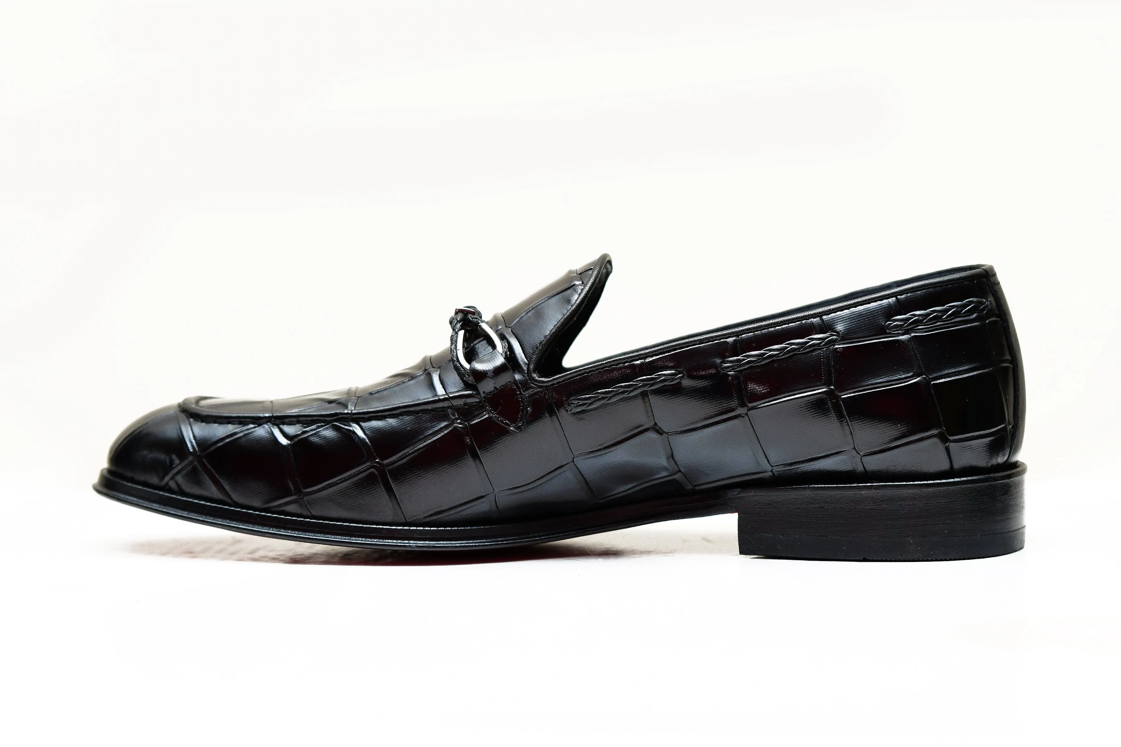 RIO | Black embossed leather loafers