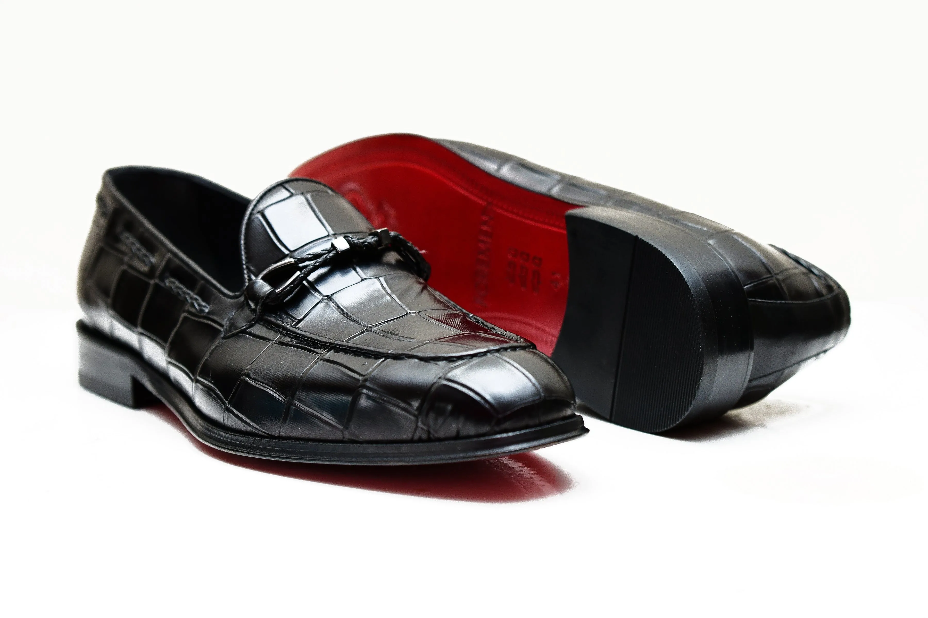 RIO | Black embossed leather loafers