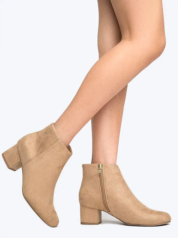 Round Toe Zip Ankle Boots