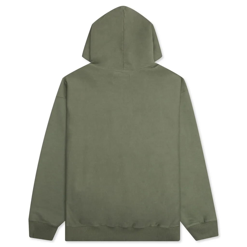 Script Oversized Embroidered Hoodie - Sage