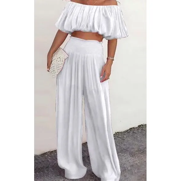 Sexy Loose Off Shoulder Top and Pant Set