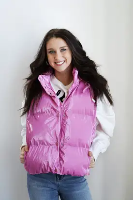 Shimmer Puffer Hoodie Vest