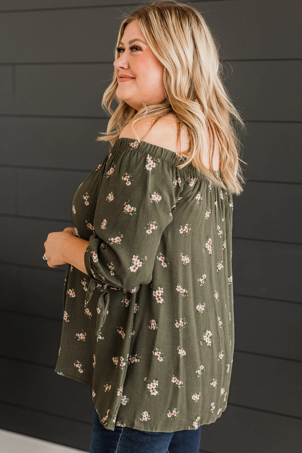 Simple Reminder Off-The-Shoulder Top- Olive