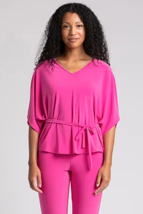 Slouchy V-Neck Top with Tie | Peony