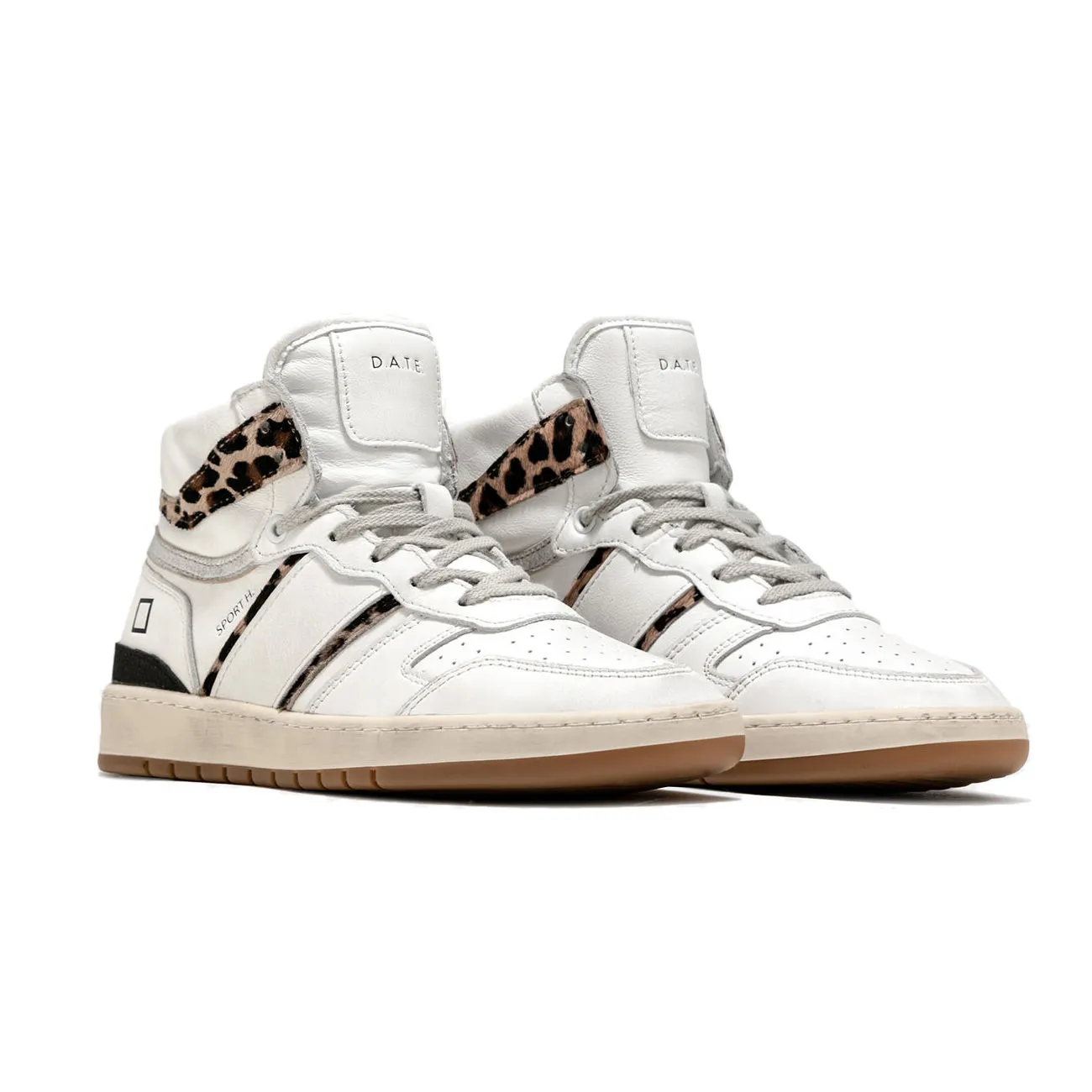 SNEAKER SPORT HIGH VINTAGE CALF Donna White Leopard