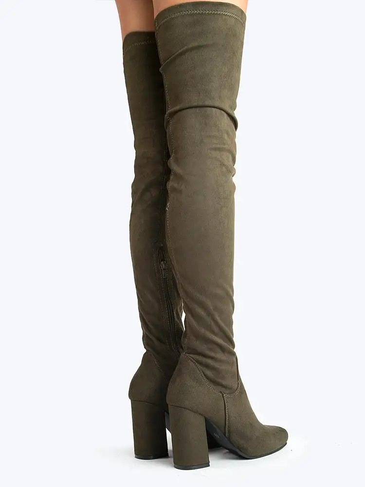 Sock Heel Thigh High Boots