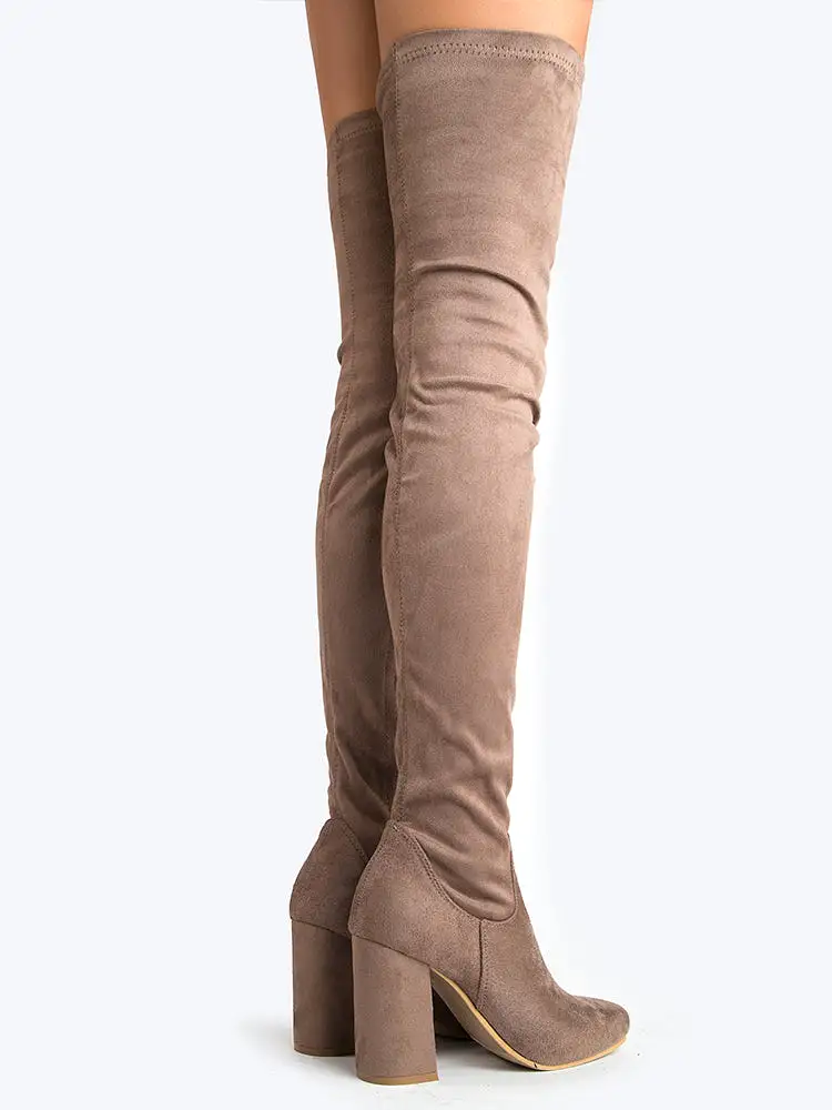 Sock Heel Thigh High Boots