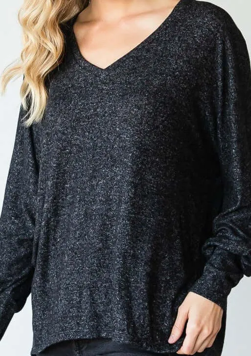 Soft & Cozy Brushed V-Neck Top - Clearance Final Sale