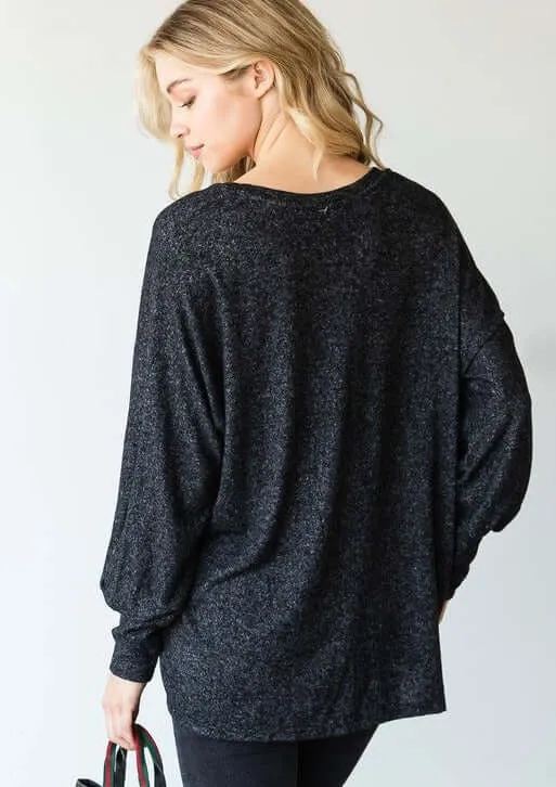 Soft & Cozy Brushed V-Neck Top - Clearance Final Sale