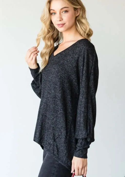 Soft & Cozy Brushed V-Neck Top - Clearance Final Sale