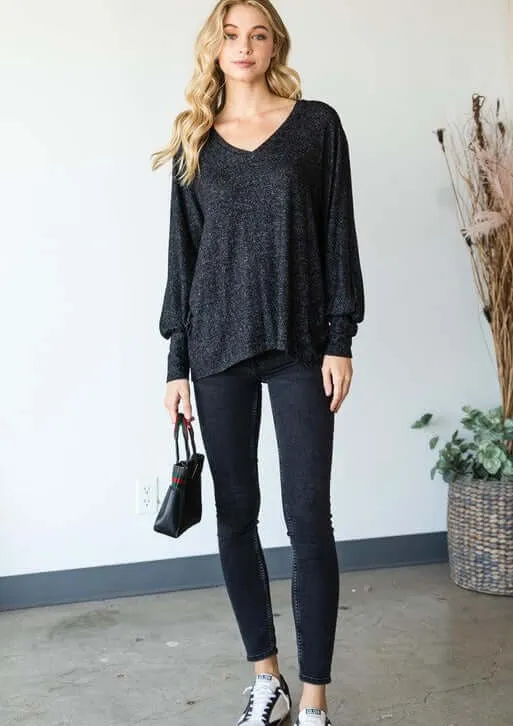 Soft & Cozy Brushed V-Neck Top - Clearance Final Sale