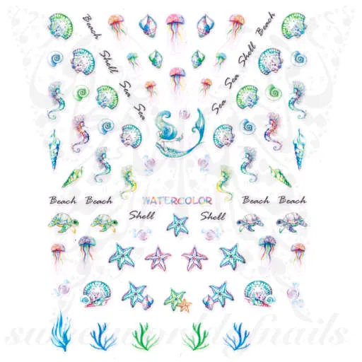 Summer Nail Art Jellyfish Starfish Nail Stickers