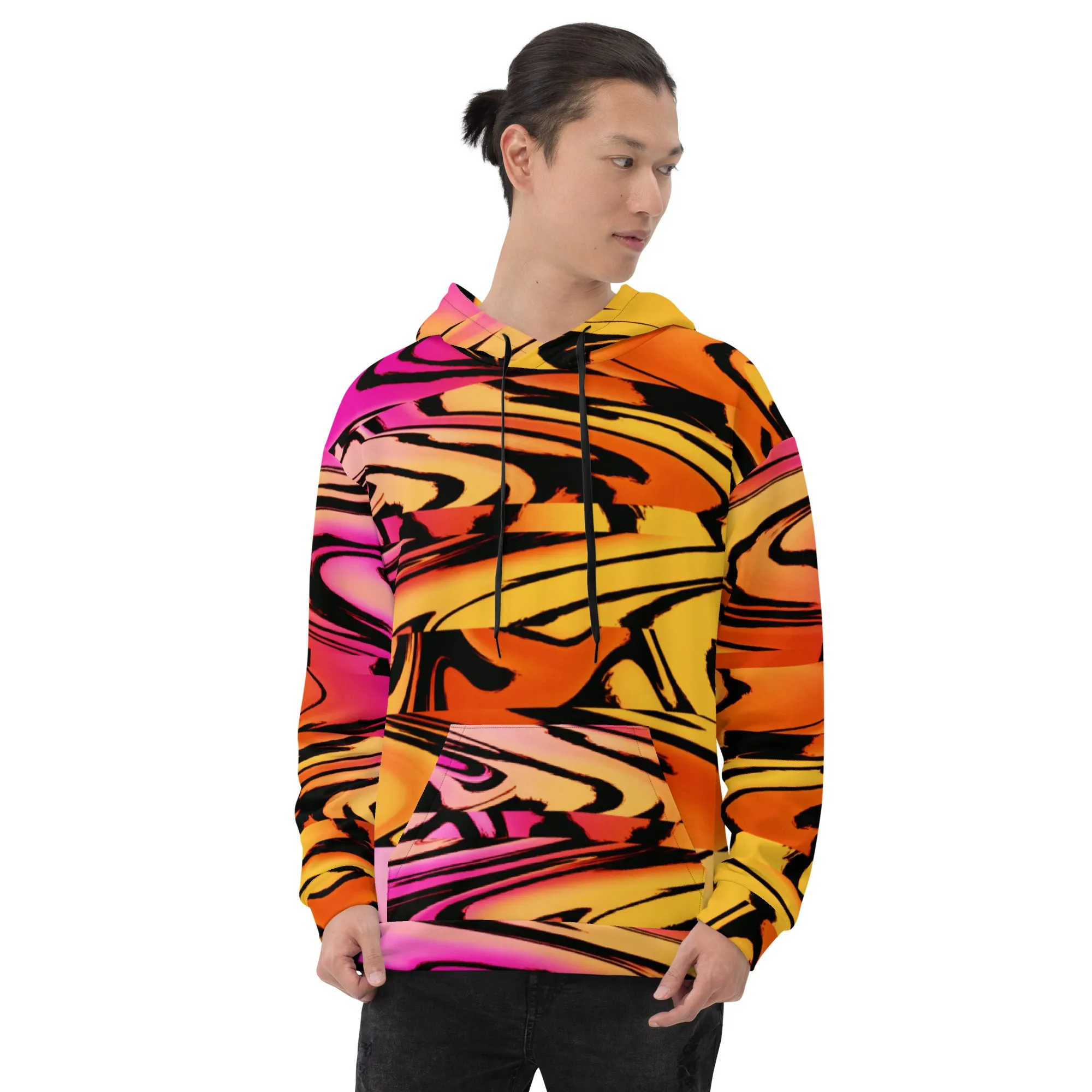 Sunset Wave Glitch Pullover Hoodie