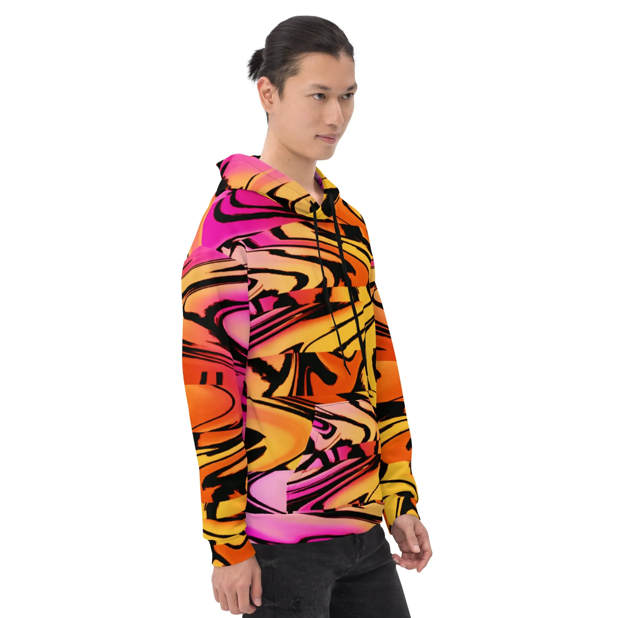 Sunset Wave Glitch Pullover Hoodie