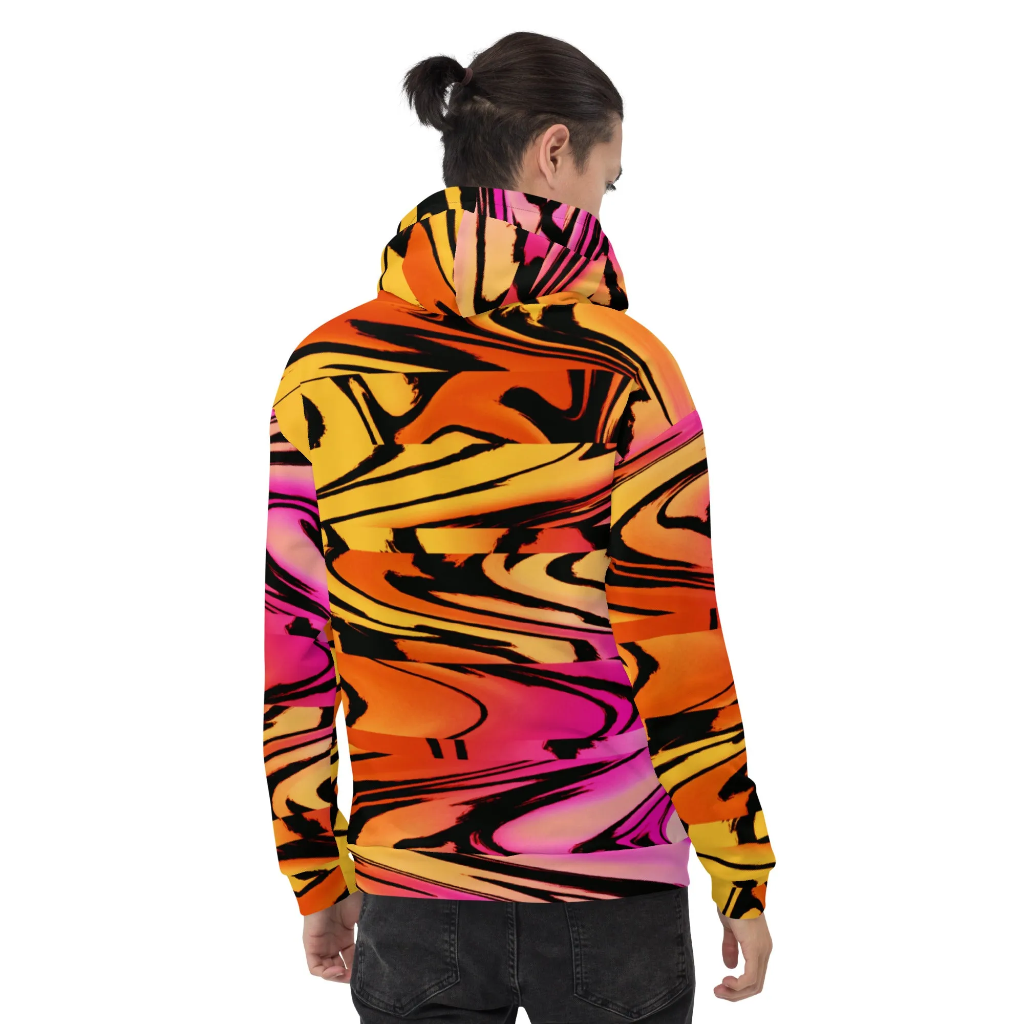 Sunset Wave Glitch Pullover Hoodie