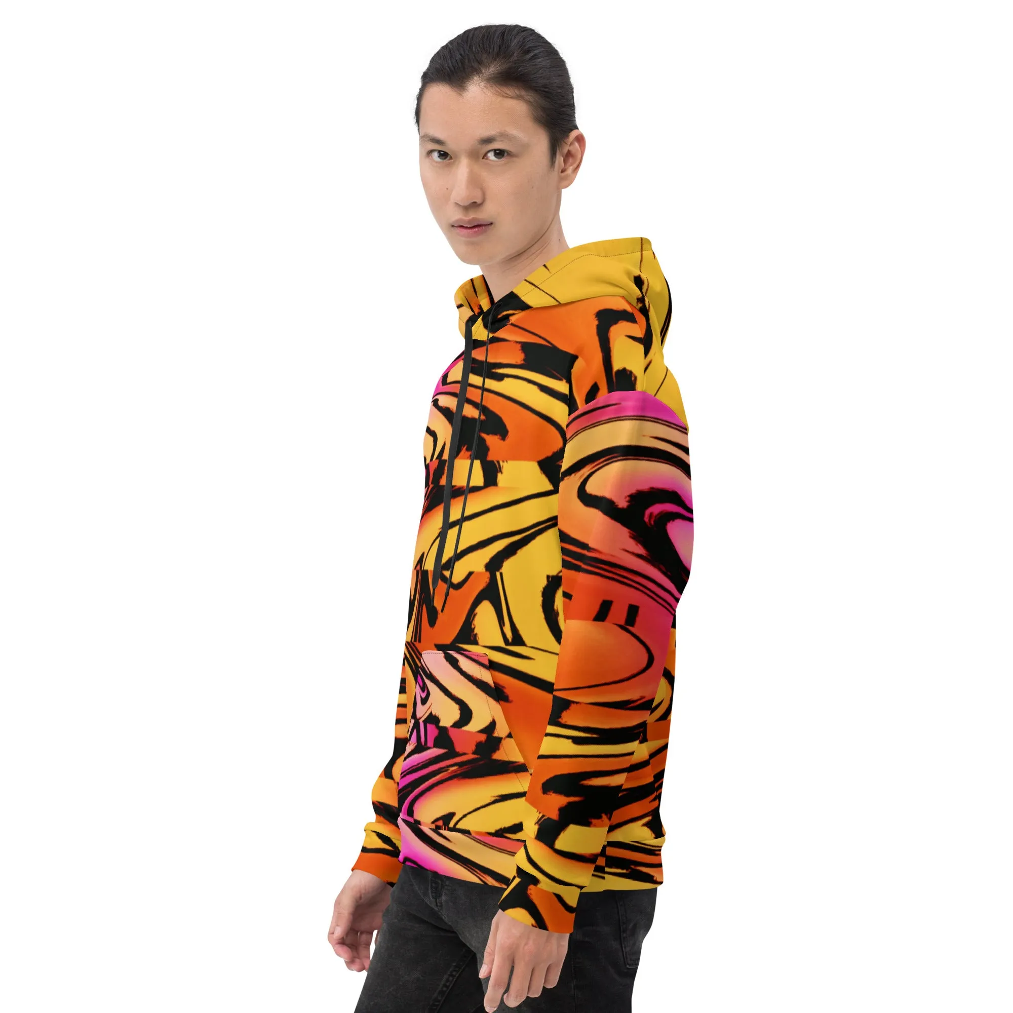 Sunset Wave Glitch Pullover Hoodie