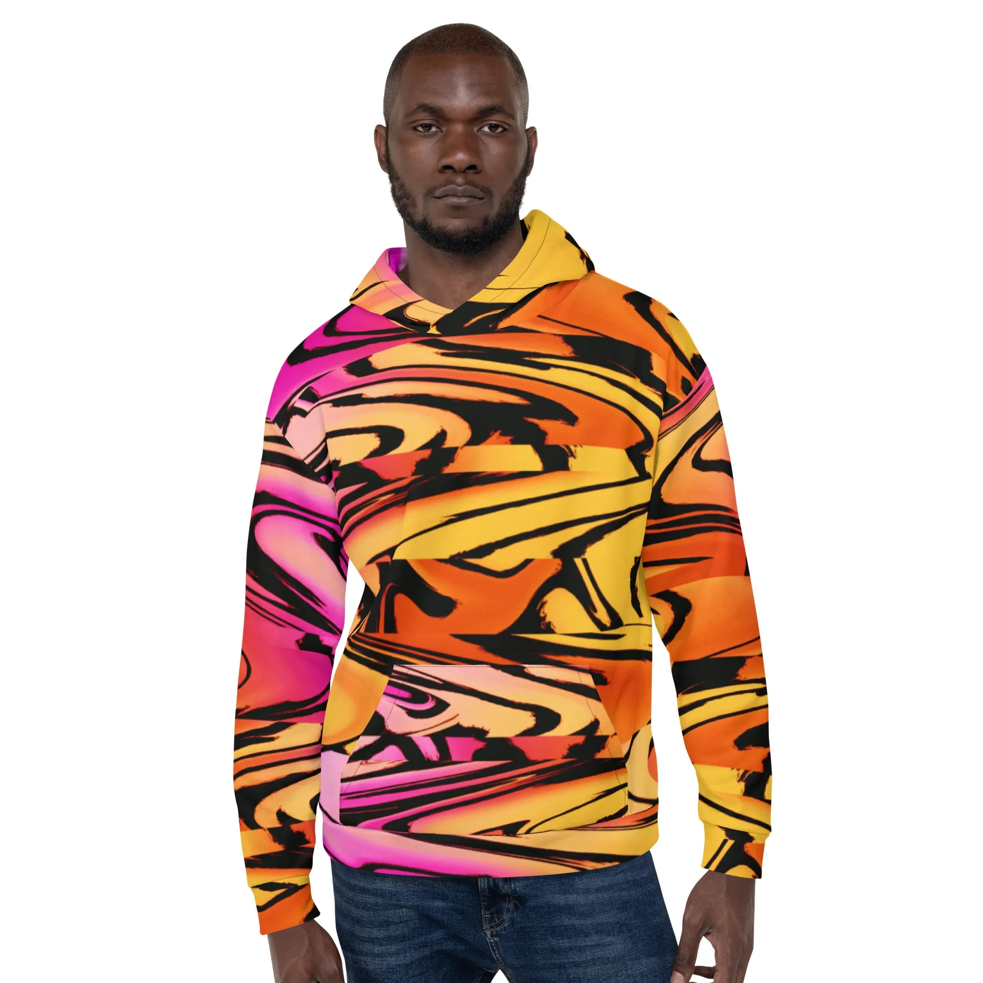 Sunset Wave Glitch Pullover Hoodie