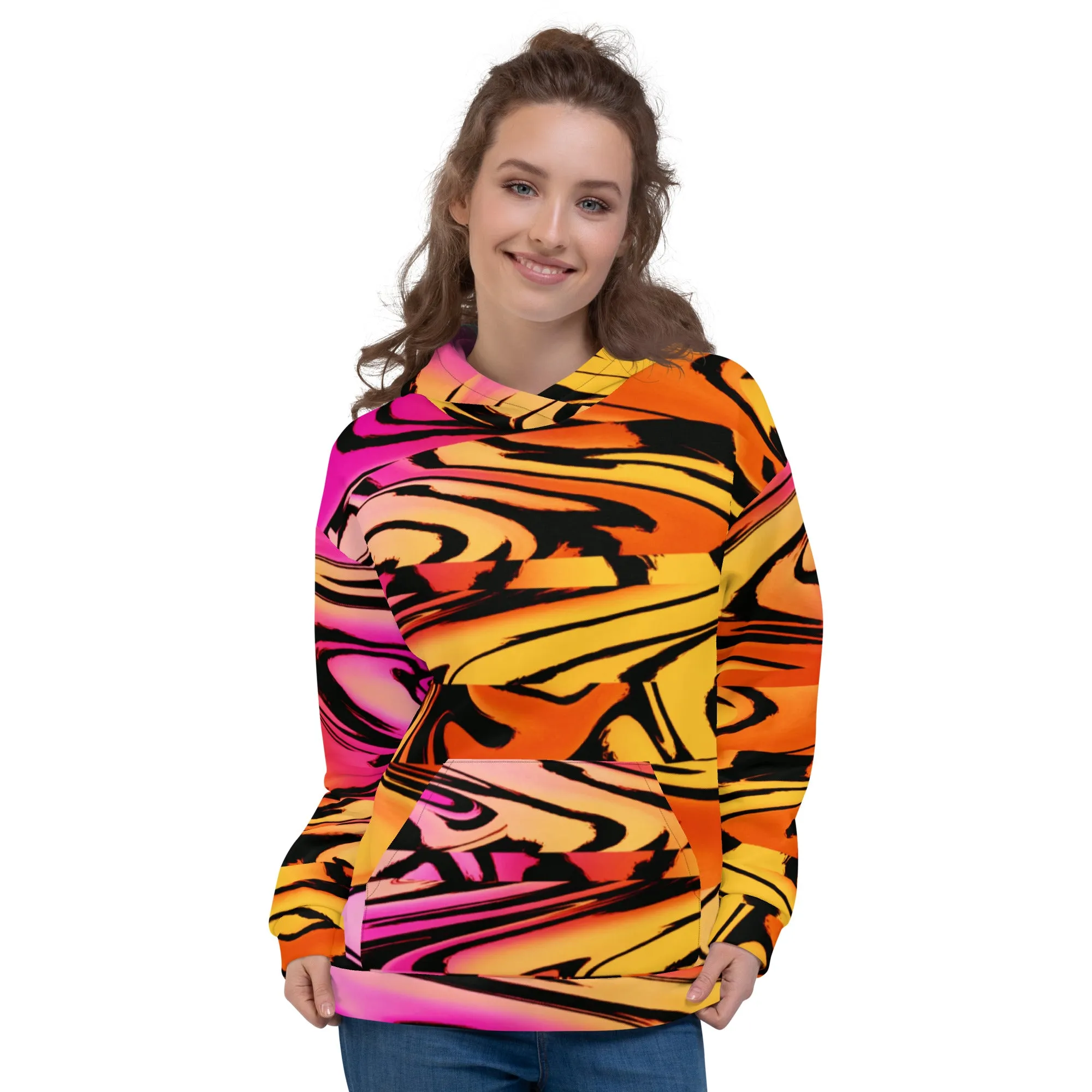 Sunset Wave Glitch Pullover Hoodie