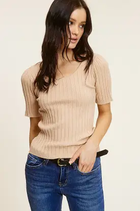 Taupe Ribbed Top