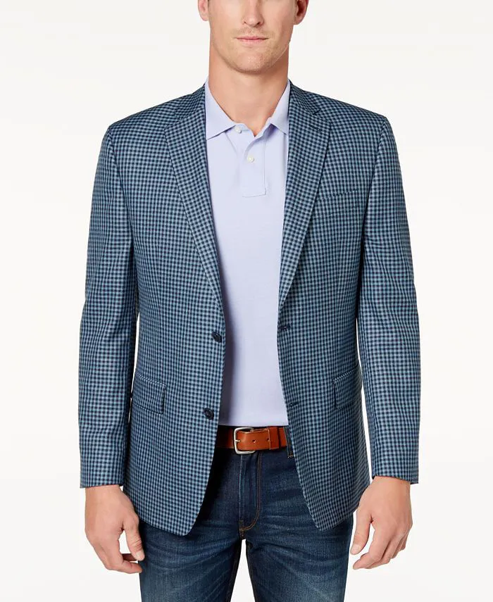 Tbc Mens Blue Gingim Sports Coat