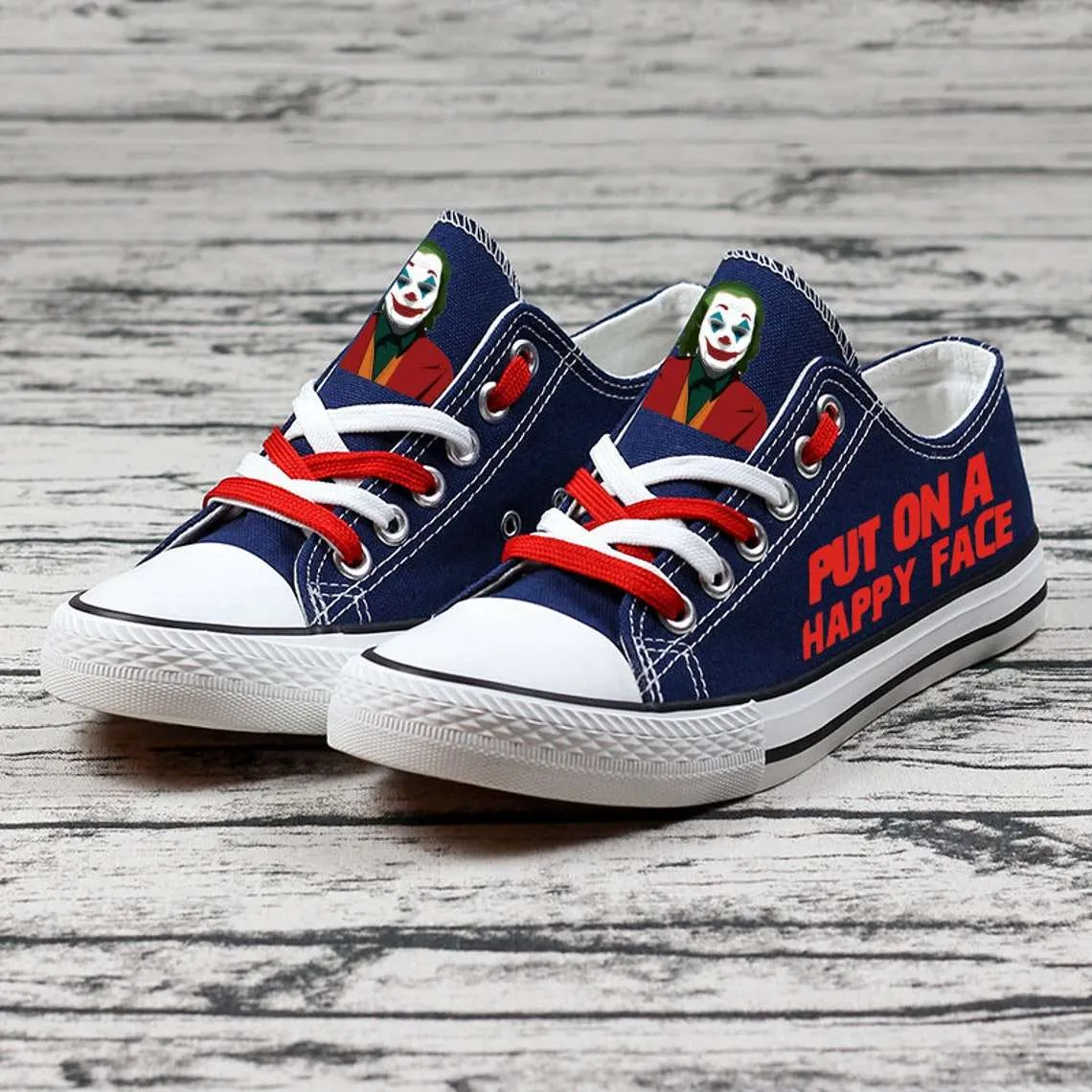 The Joker Put On A Happy Face Printed Sneakers Canvas Low Top Shoes