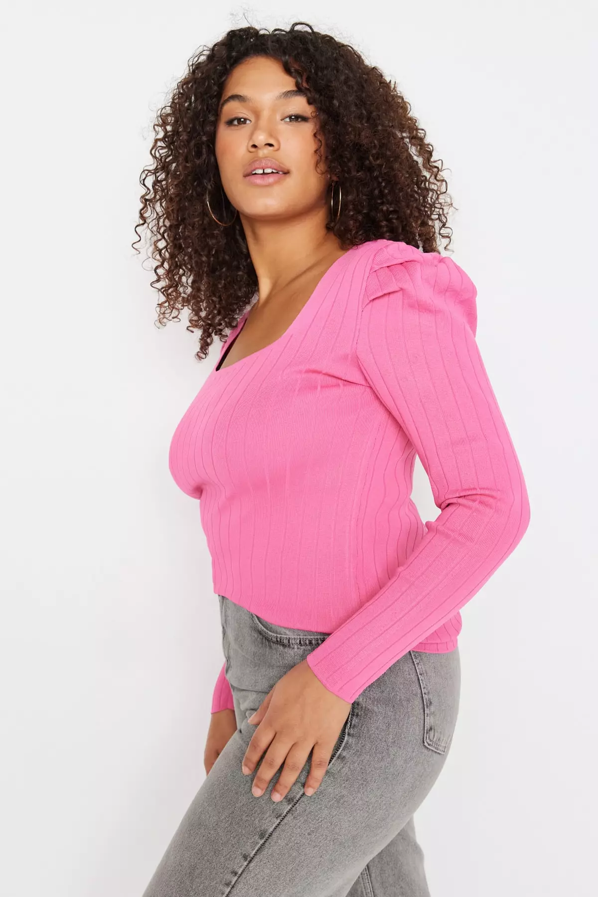 Trendyol Plus Size Ruched Sweater