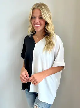 Trina Two Toned V-Neck Top