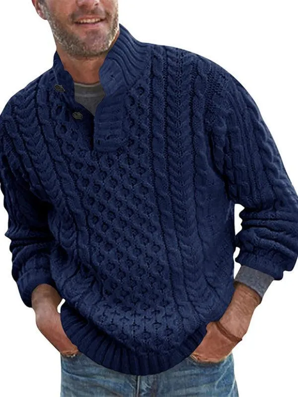 Turtle Collar Knitted Men Sweater