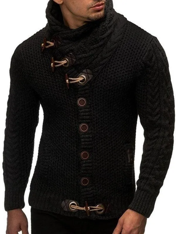 Turtleneck Button Men Cardigan Sweater