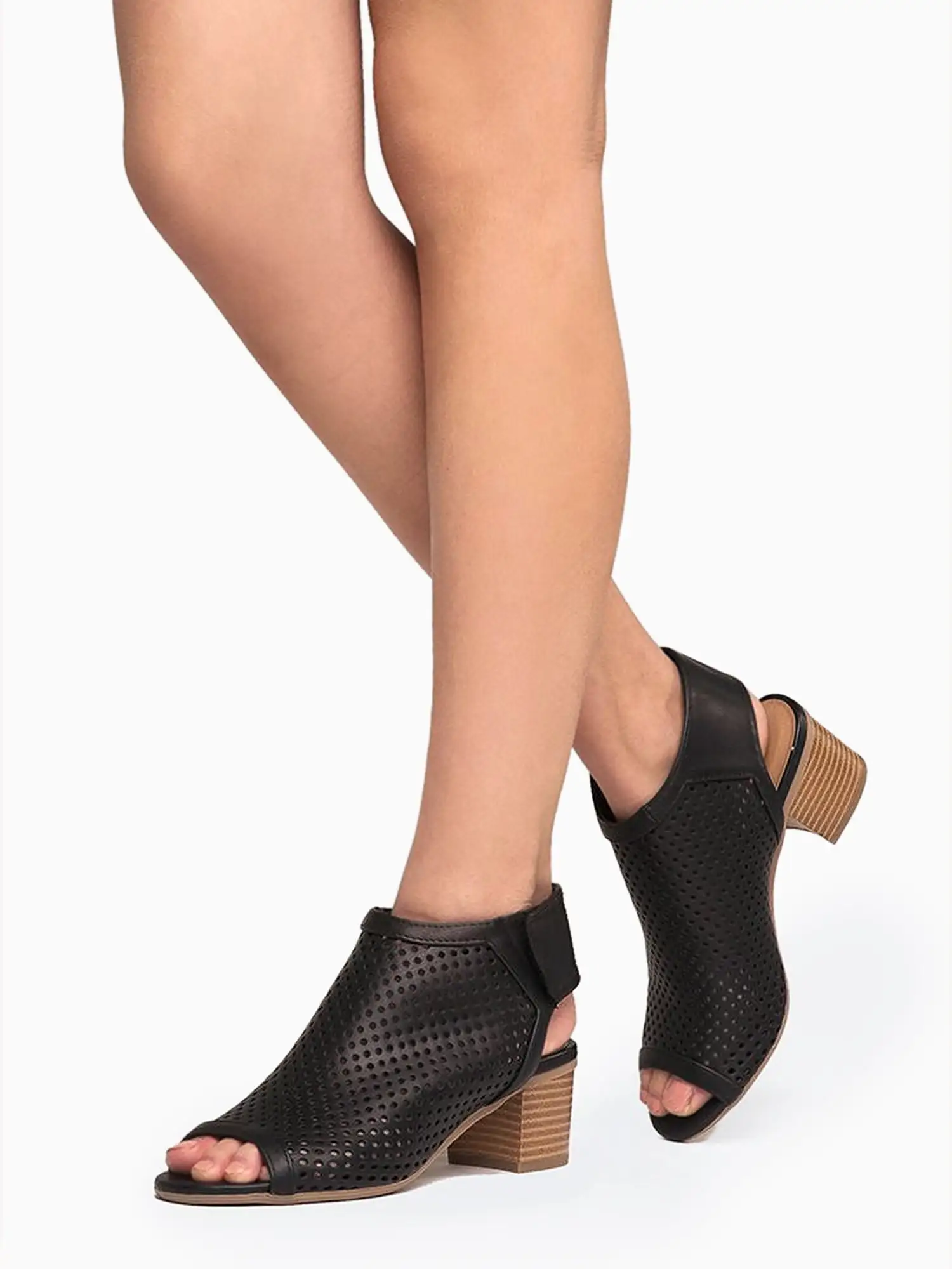 Velcro Strap Peep Toe Booties