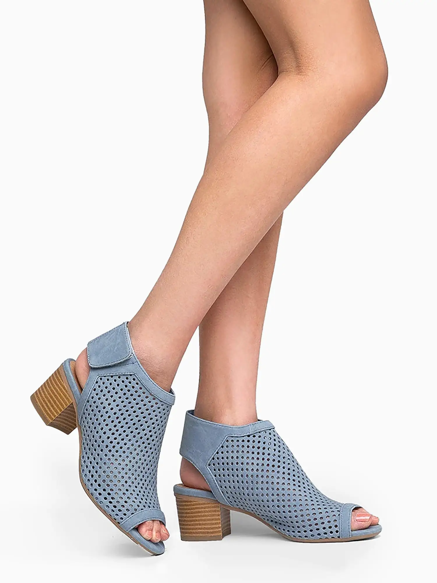 Velcro Strap Peep Toe Booties