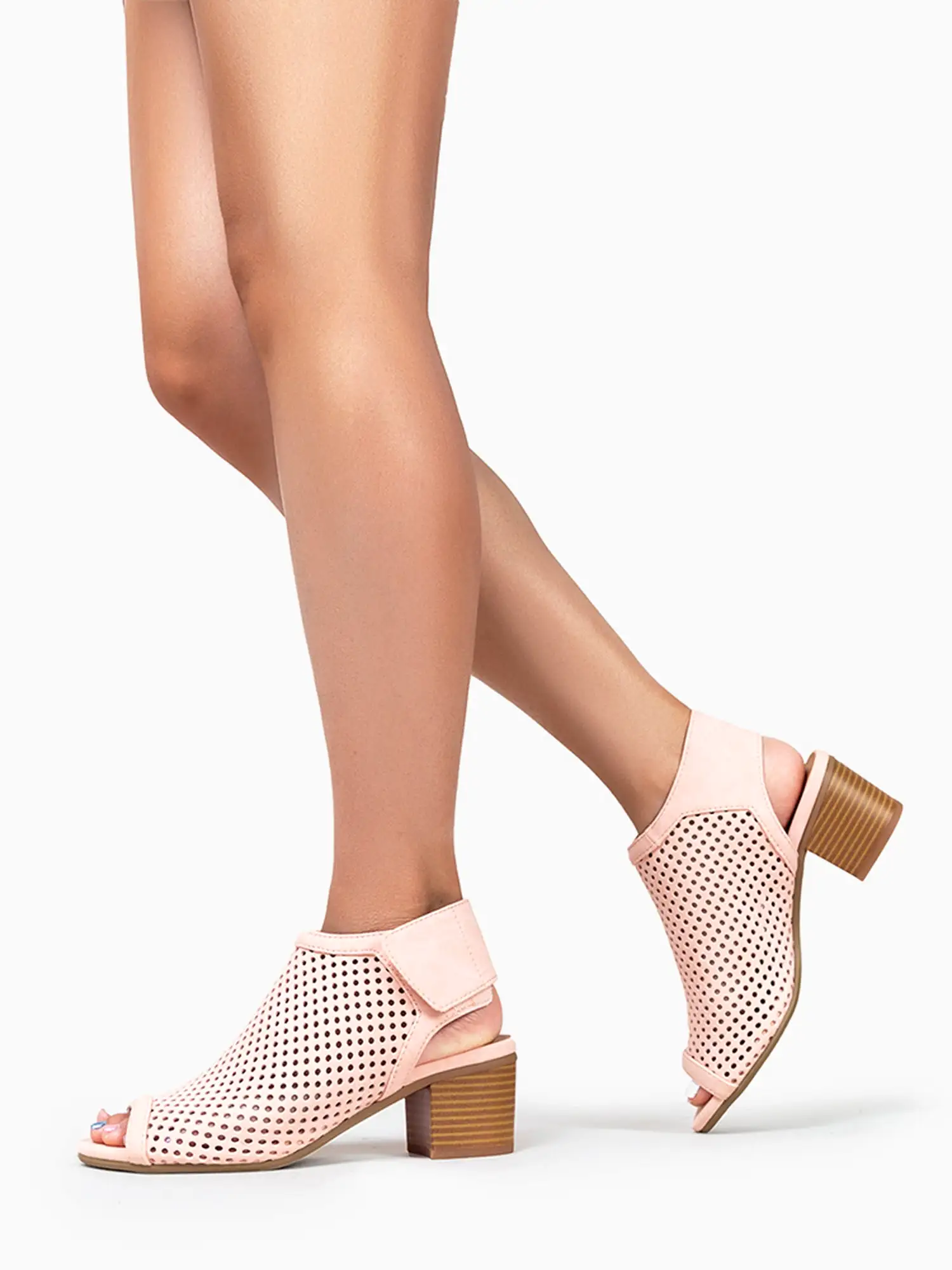 Velcro Strap Peep Toe Booties