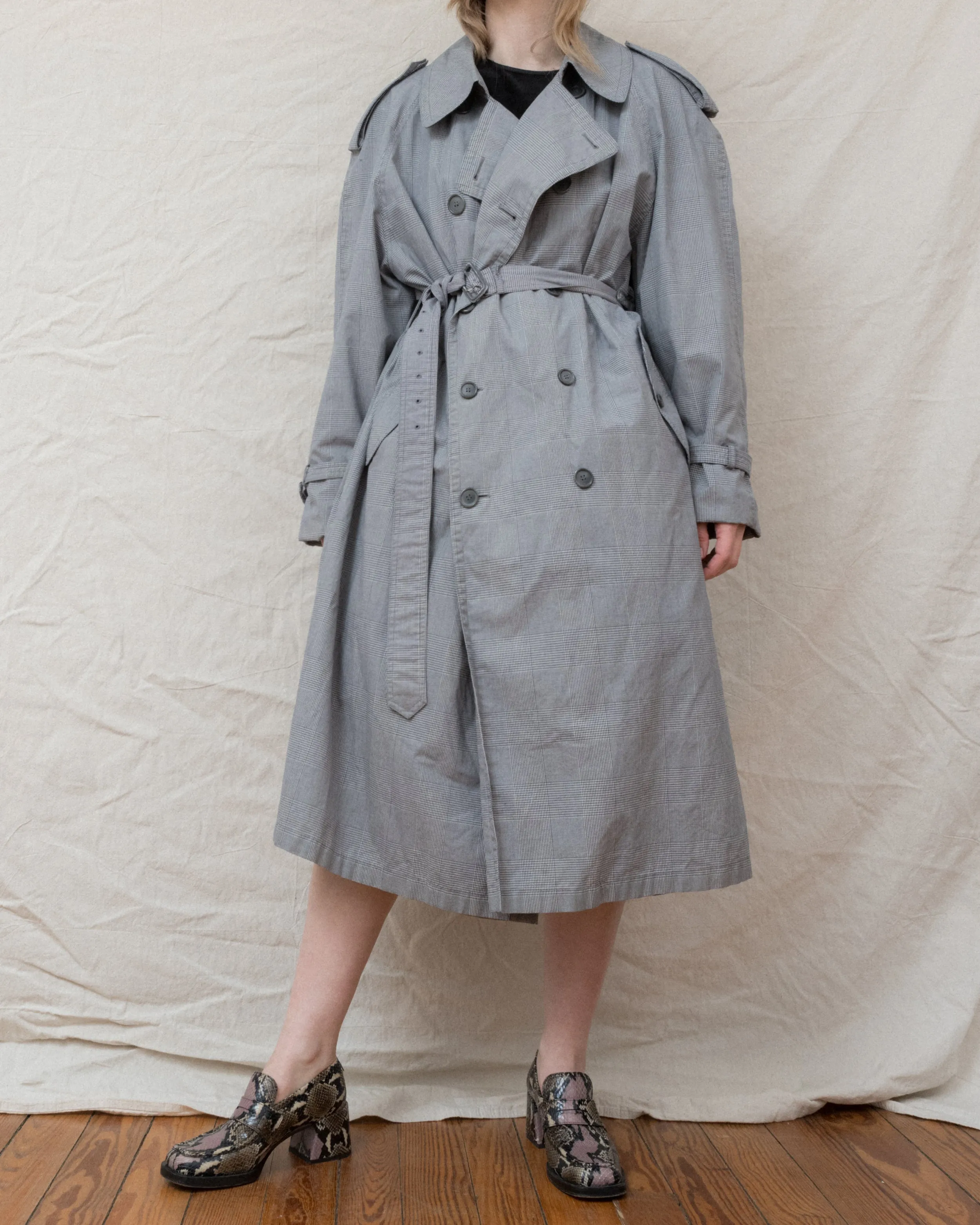 Vintage Plaid Trench Coat (S-L)