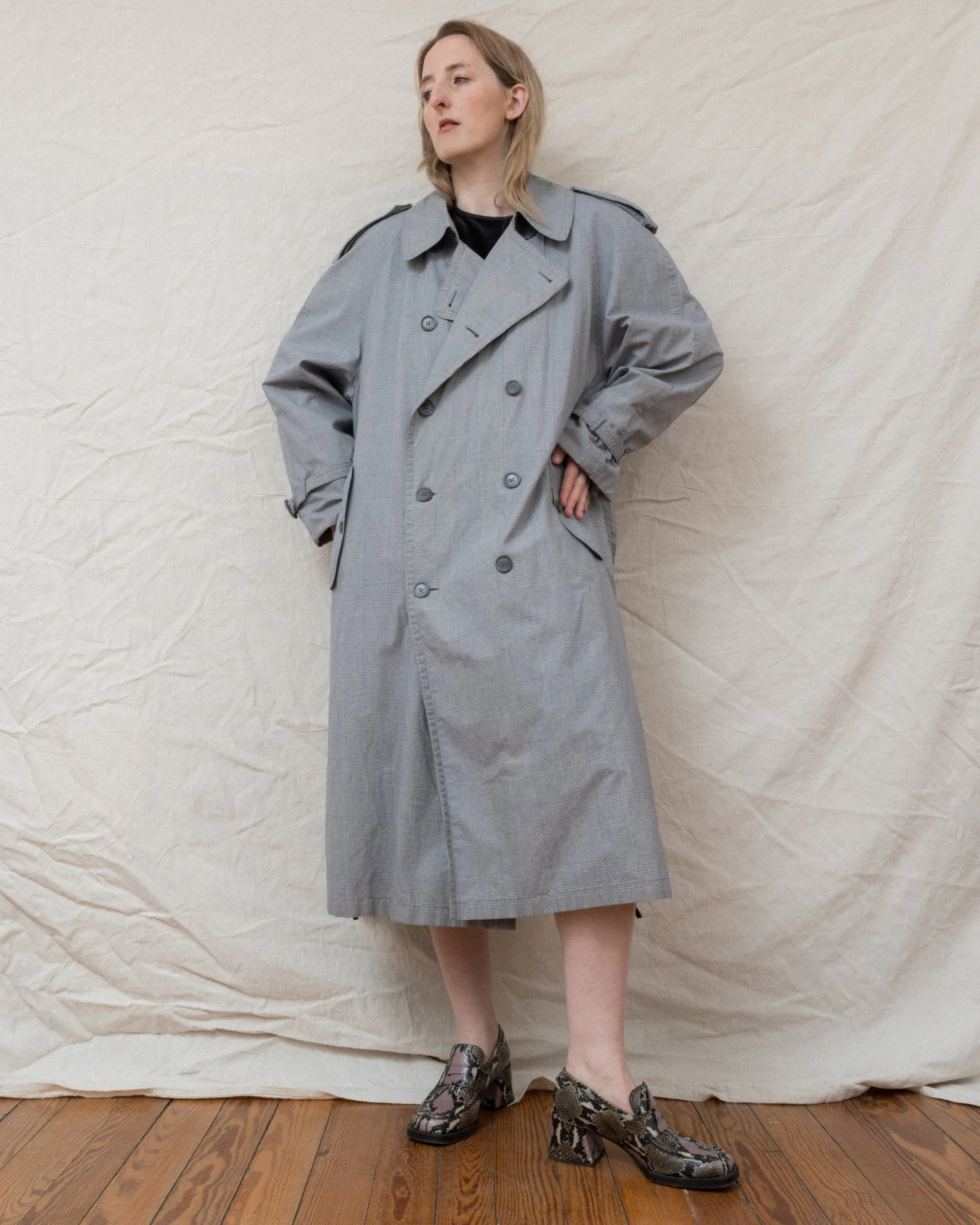 Vintage Plaid Trench Coat (S-L)