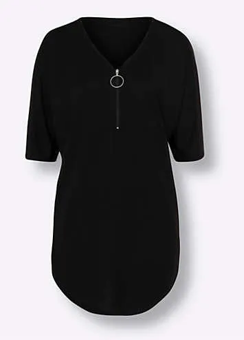 Witt Short Sleeve Quarter Zip V-Neck Top | Grattan