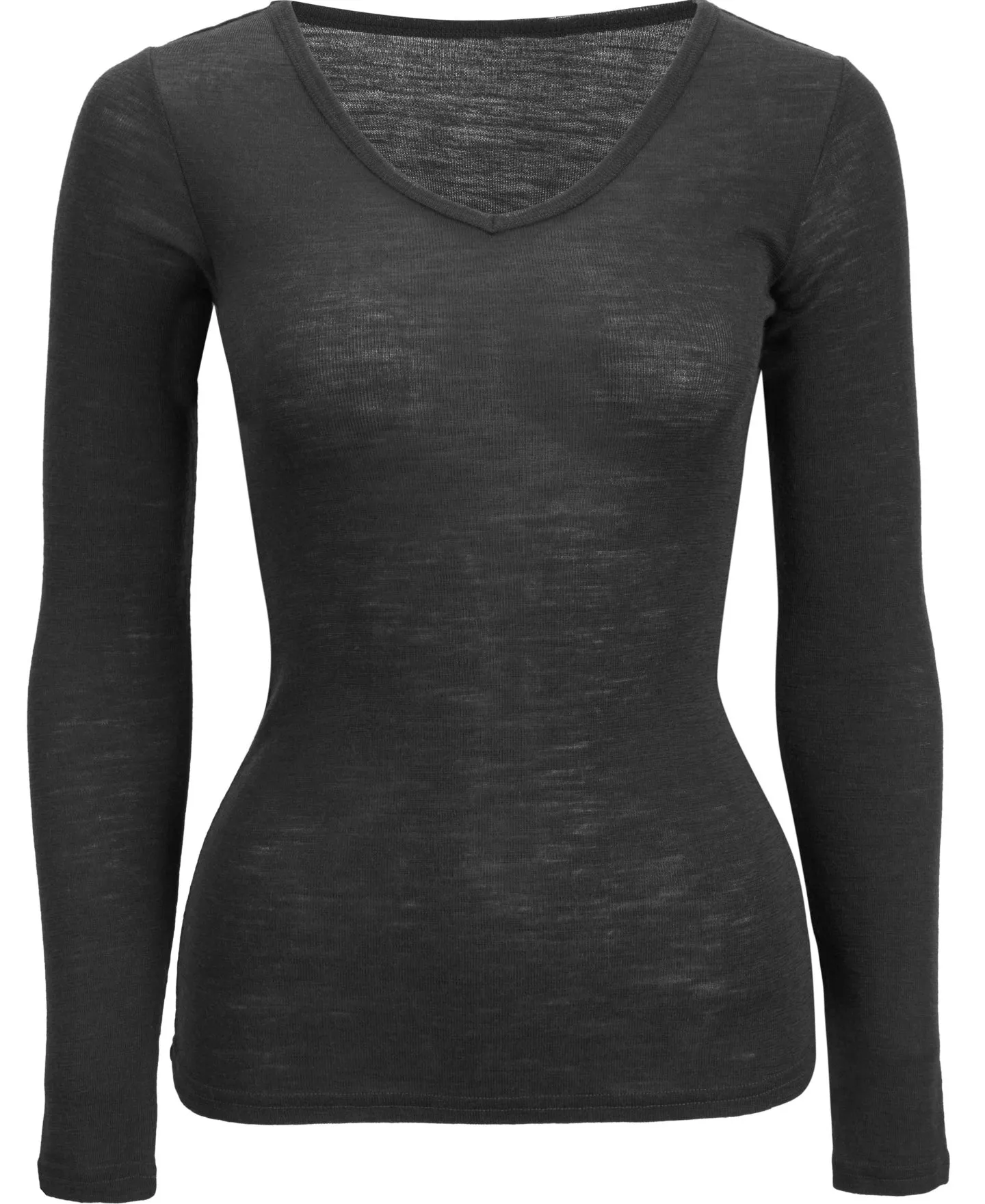 Women's Merino V Neck Top in Black | Postie