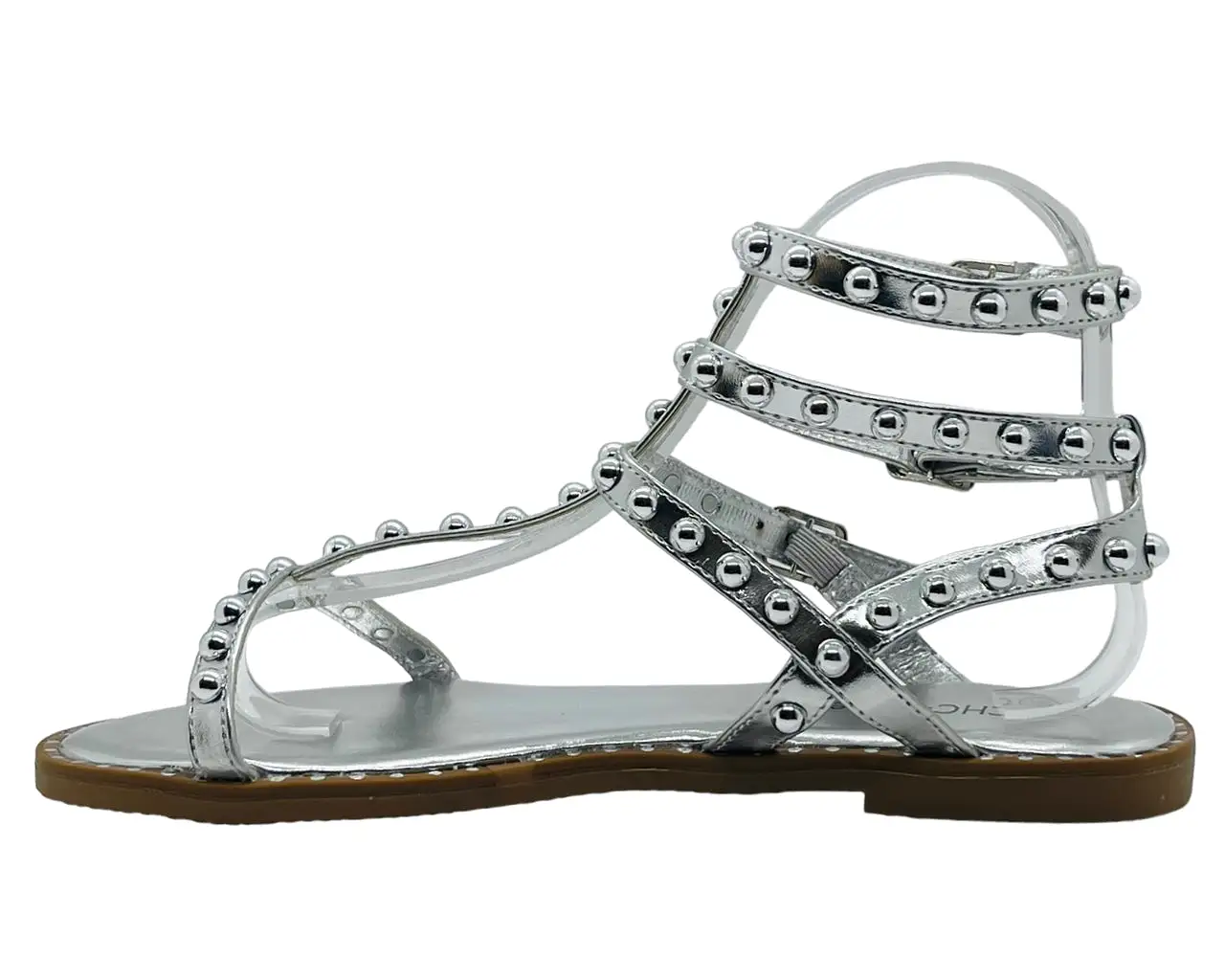 Women's Flat Studded Gladiator Buckle Sandals