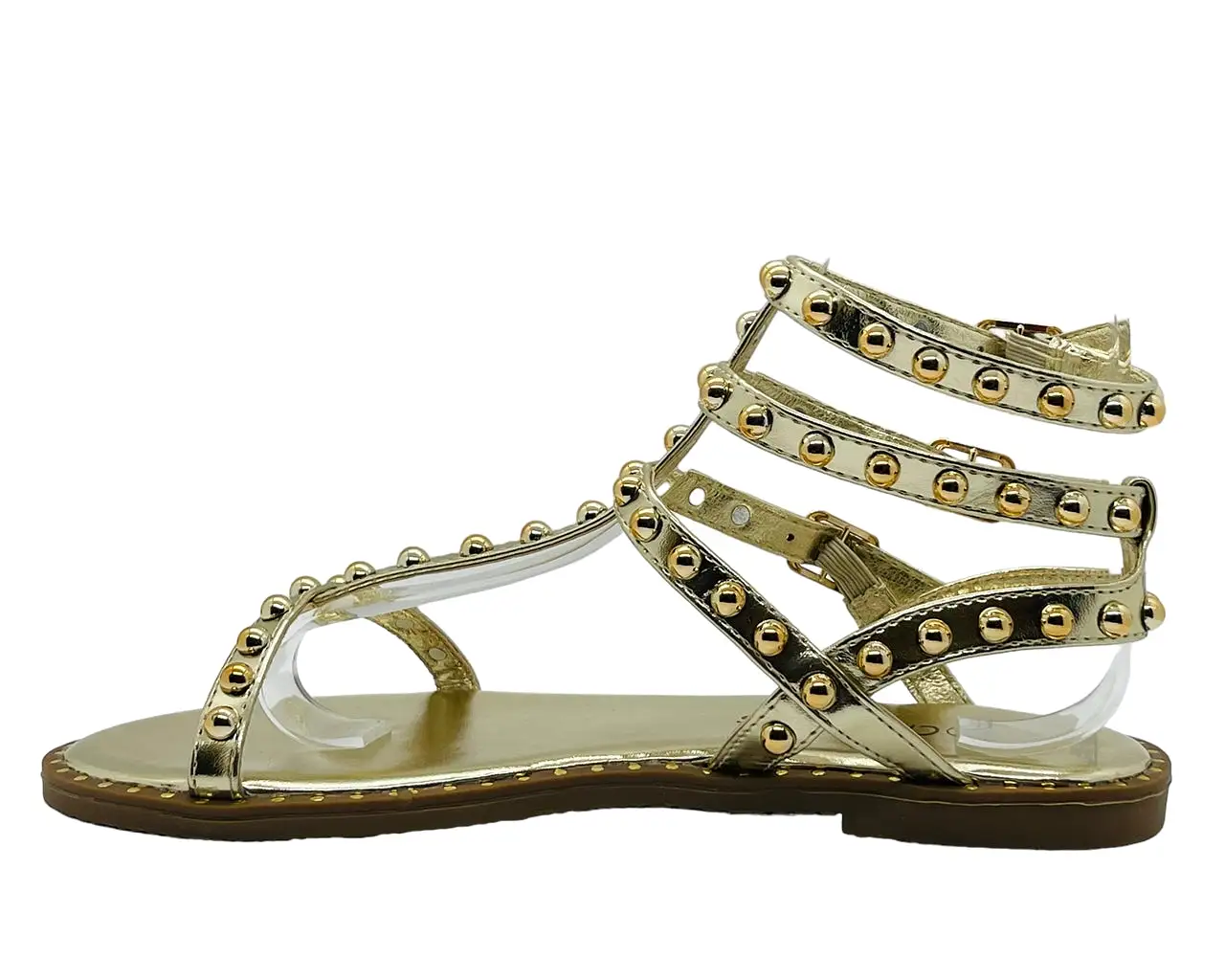 Women's Flat Studded Gladiator Buckle Sandals