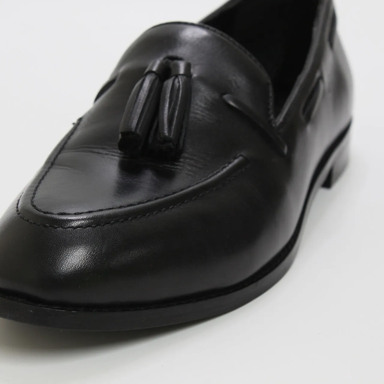 Womens Office Forrest Tassel Loafers Black Leather