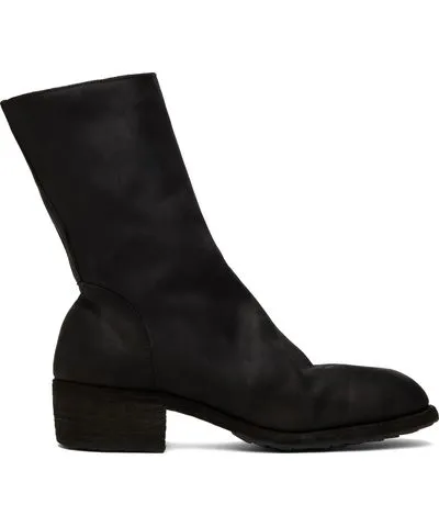 YOHJI YAMAMOTO Black Guidi Edition Side Zip Mid Boots