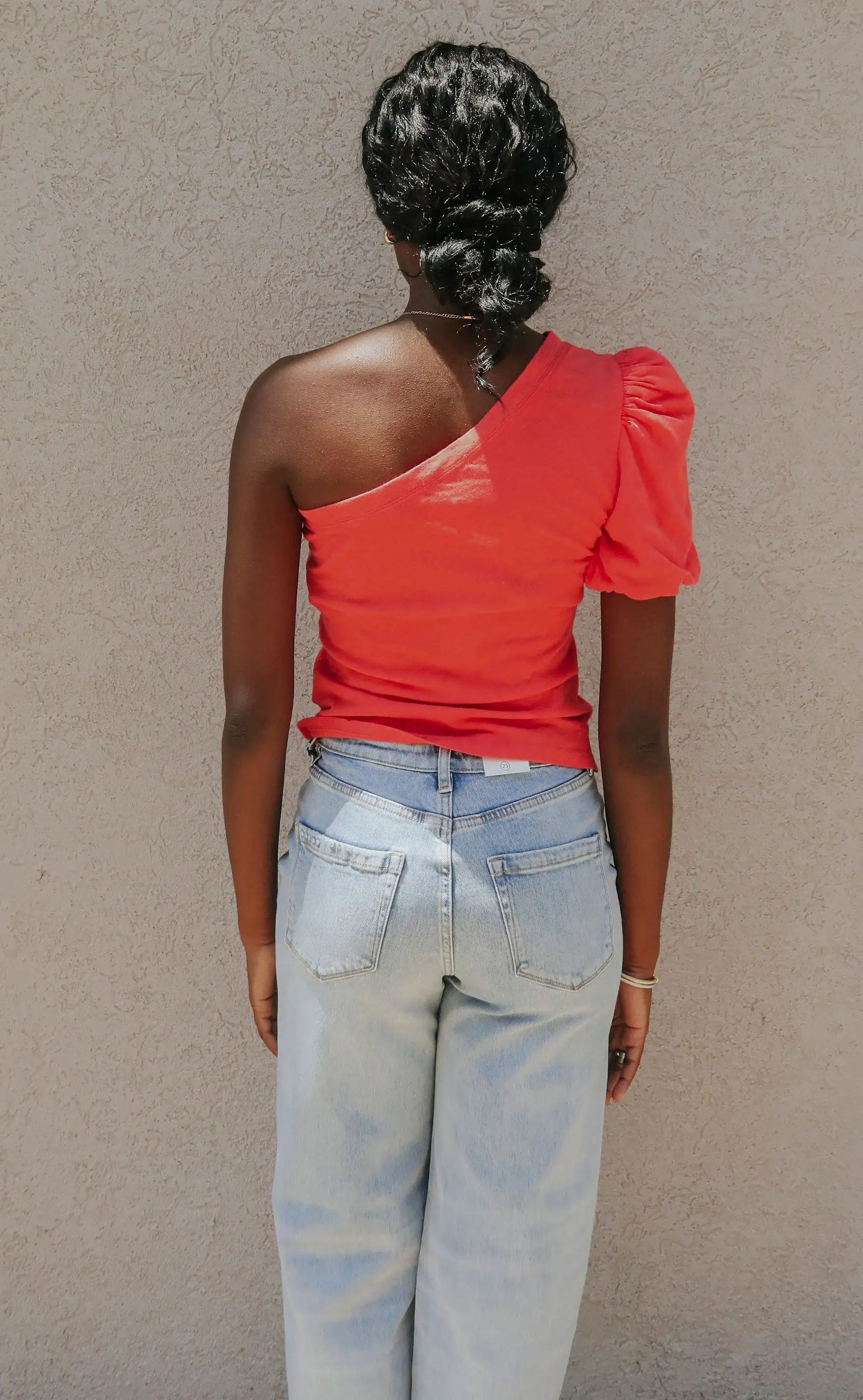 z supply: penelope one shoulder top - firecracker