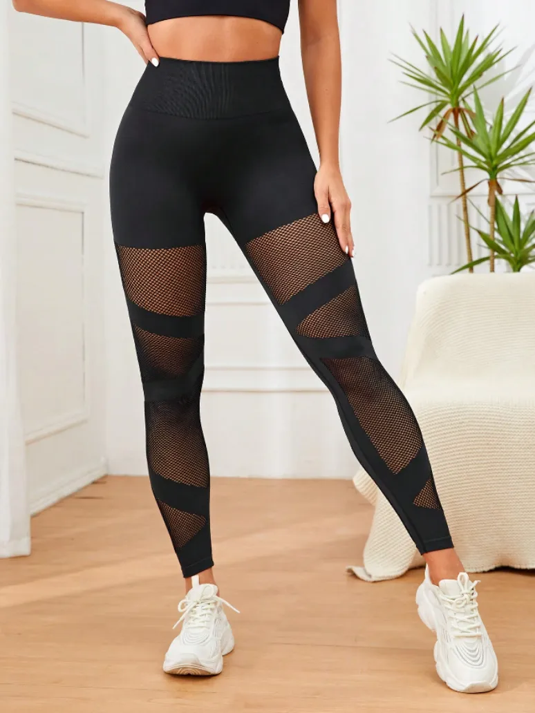 ZASUWA Female Sexy Fishnet Scrunch Bum Seamless Leggings