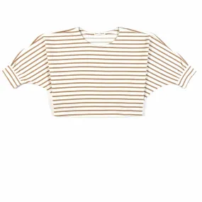 Zhoe & Tobiah Baby Top Cream And Gold Glitter Stripes